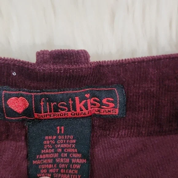 Y2K First Kiss Plum Corduroy Flared Midi Skirt - Picture 4 of 5